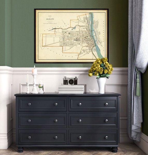 Albany map, old city map print, giclee reproduction , Albany poster vintage decor