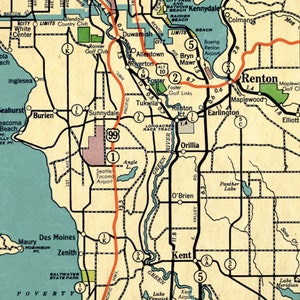 Old Map Renton Puget Sound Map From 1947, Seattle, Tacoma, Bremerton, Middle Century ...