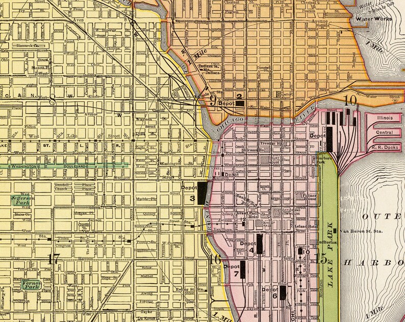 Map of Chicago Print, Wonderful Map of Chicago From 1897, Large Poster ...