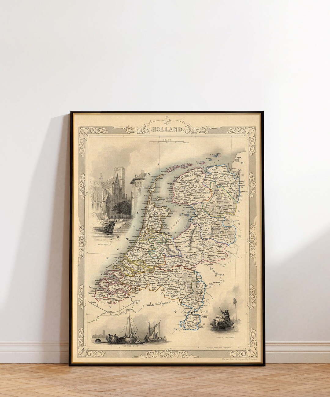 Map of Holland, Archival Map Print, History of the Netherlands, Dutch ...