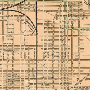 Map of Detroit, old city map print, wonderful city plan from 1891, housewarming decor image 4