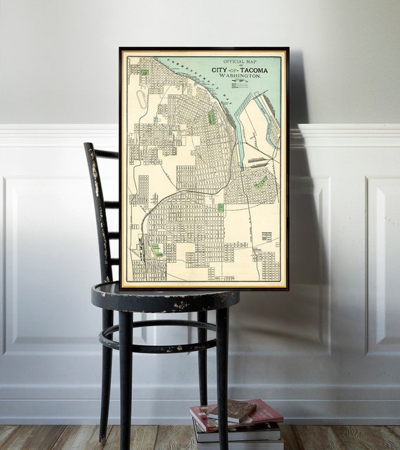 Tacoma  map  (Washington) - Old map of Tacoma print - Fine reproduction on paper or canvas