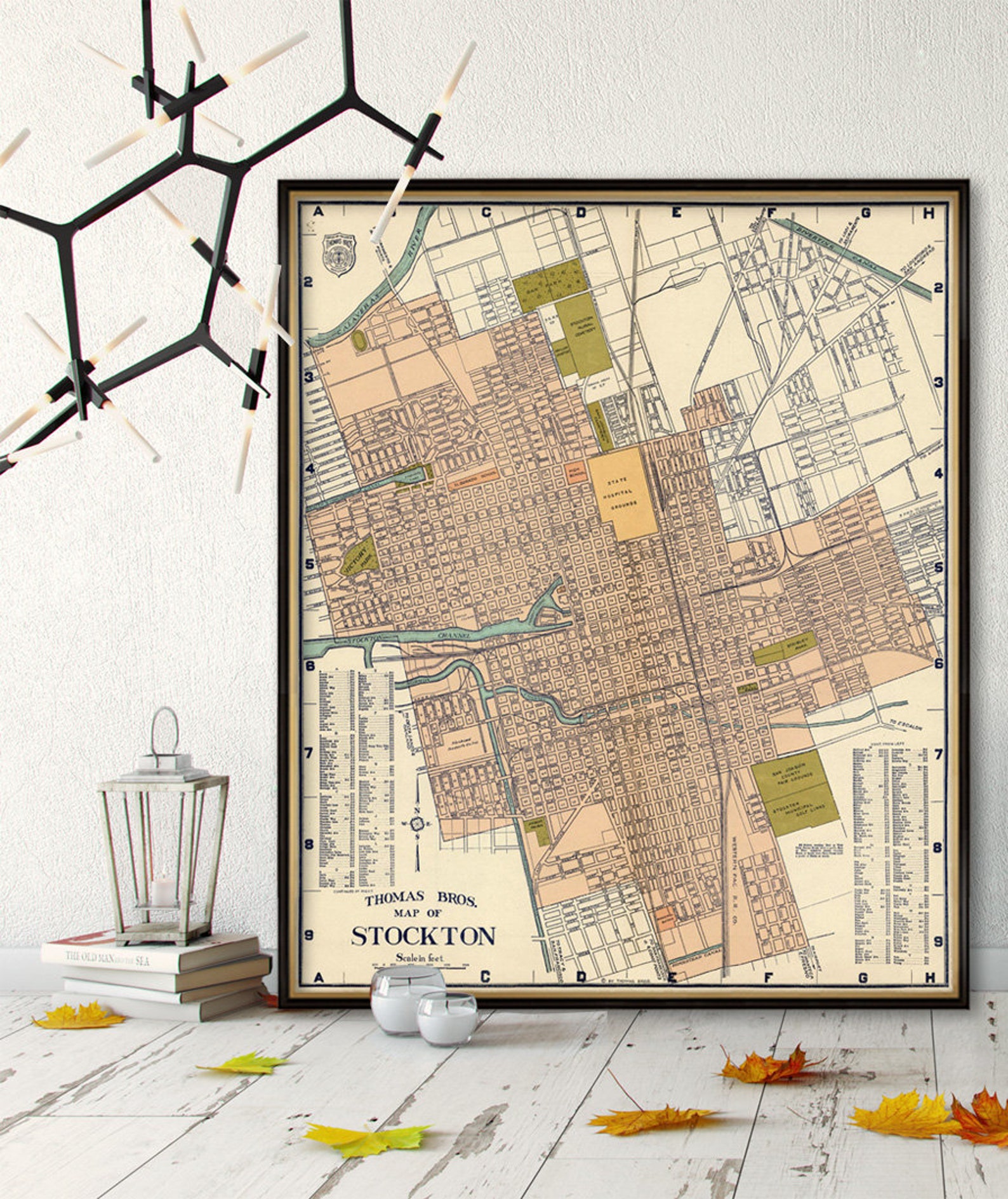 Stockton map Historical city plan of Stockton Fine print Etsy
