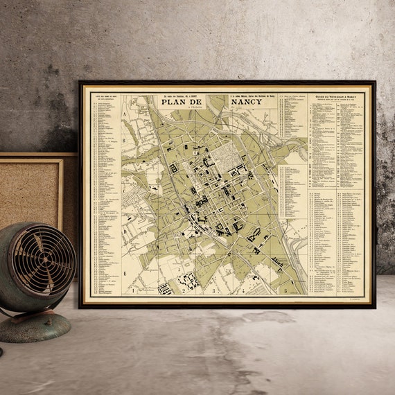 Nancy map - Old map of Nancy print - Fine reproduction on paper or canvas