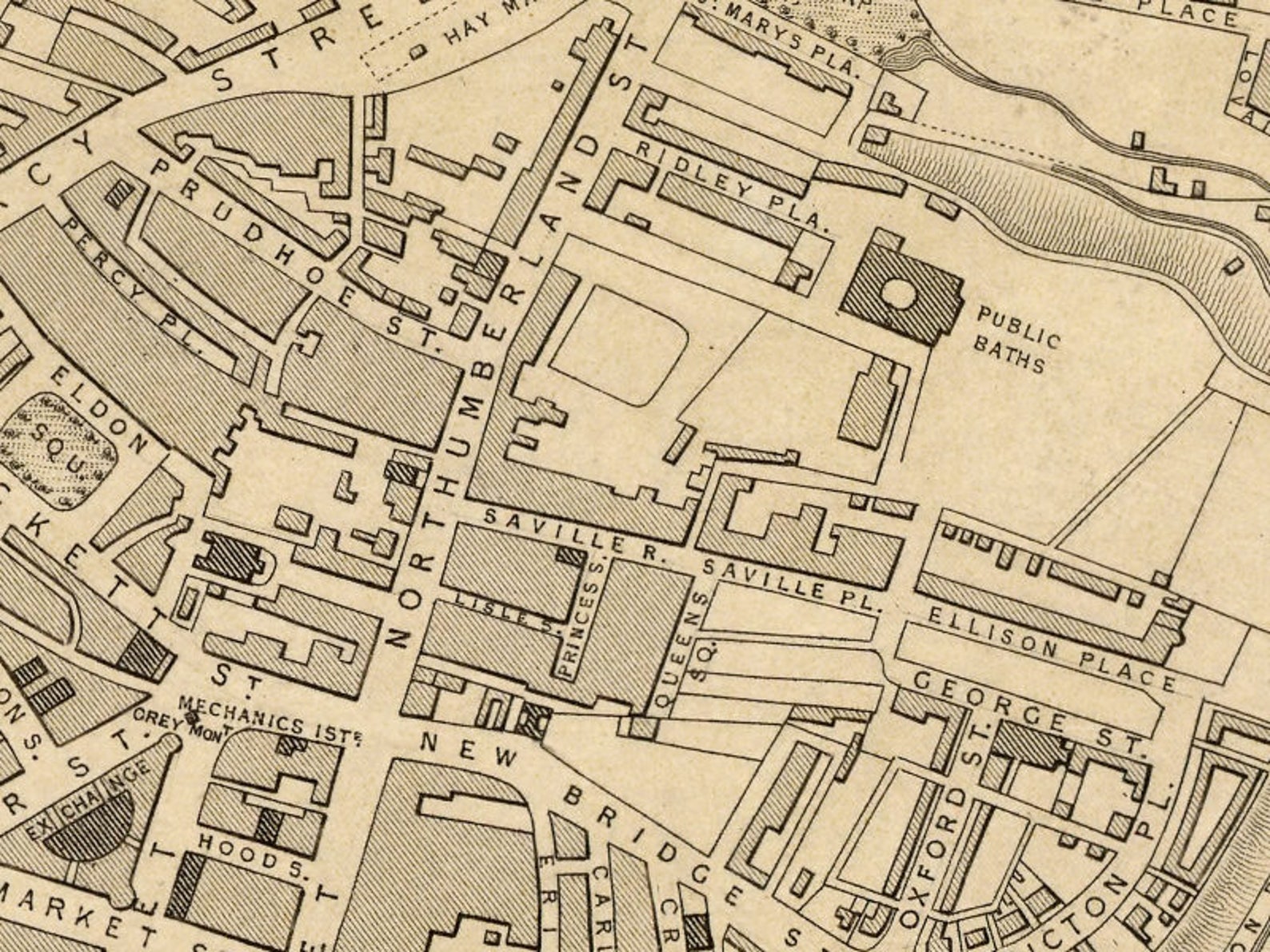 Old Map of Newcastle on Tyne Historical Map Restored Old Etsy