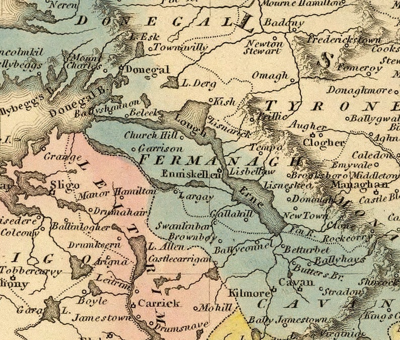 Carte historique de l'Irlande - Ancienne carte restaurée, belle reproduction sur papier ou toile image 4