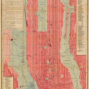 Old map of New York City from 1892, large wall map decor, colorful city map of NYC with a wonderful patina image 2