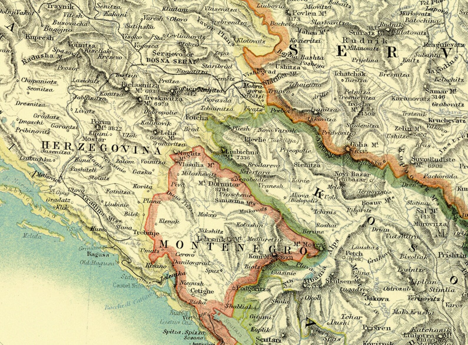 Antique Balkan Peninsula Map Print Old Map of South East - Etsy