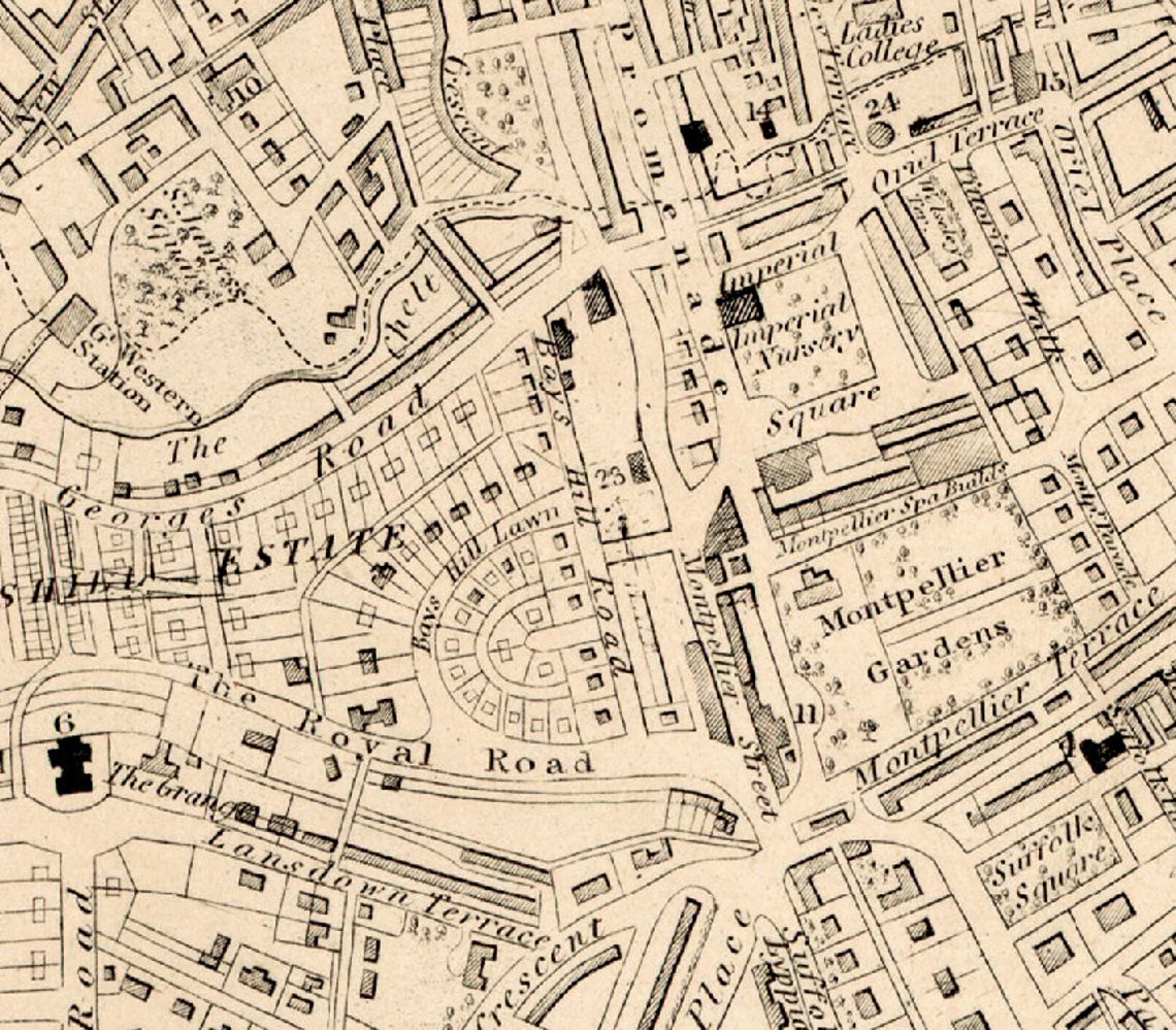 Cheltenham map Old city map print Fine giclee reproduction Etsy