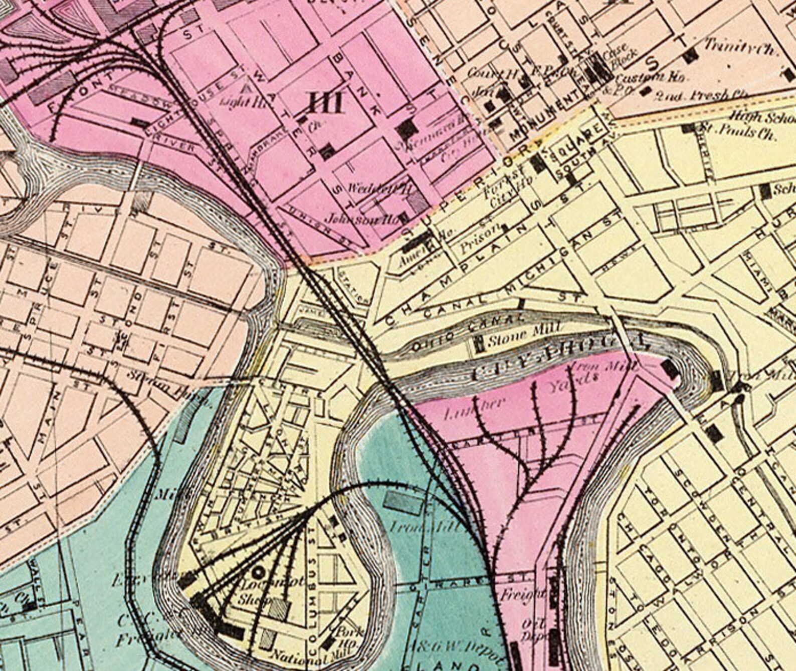 Cleveland Map Old Map of Cleveland Giclee Reproduction Etsy