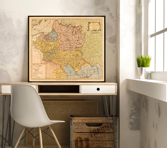 Map of Poland - Old map restored  - Poland map fine print for wall decoration