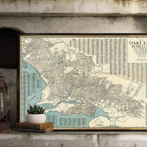 Oakland Karte, alter Stadtplan von Oakland (CA, detaillierte Karte, feine Reproduktion auf Papier oder Leinwand