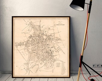 Cheltenham map - Old city map print - Fine giclee reproduction on paper or canvas