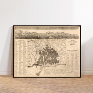 Palma de Mallorca map, mapa de Palma de Majorca, giclee print on paper or canvas
