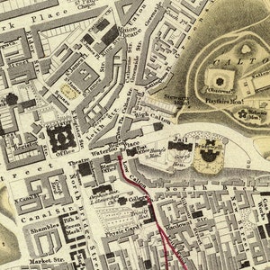 Vintage map of Edinburgh, old city map from 1843, Auld Reekie historical map image 4