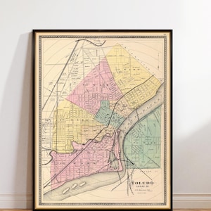 Toledo map - Old map print - Map of Toledo (Ohio) - Fine print on paper or canvas