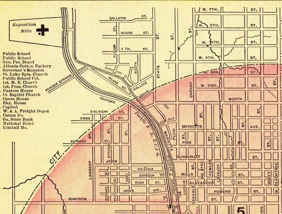 Atlanta map Old map of Atlanta from 1893 fine reproduction on paper