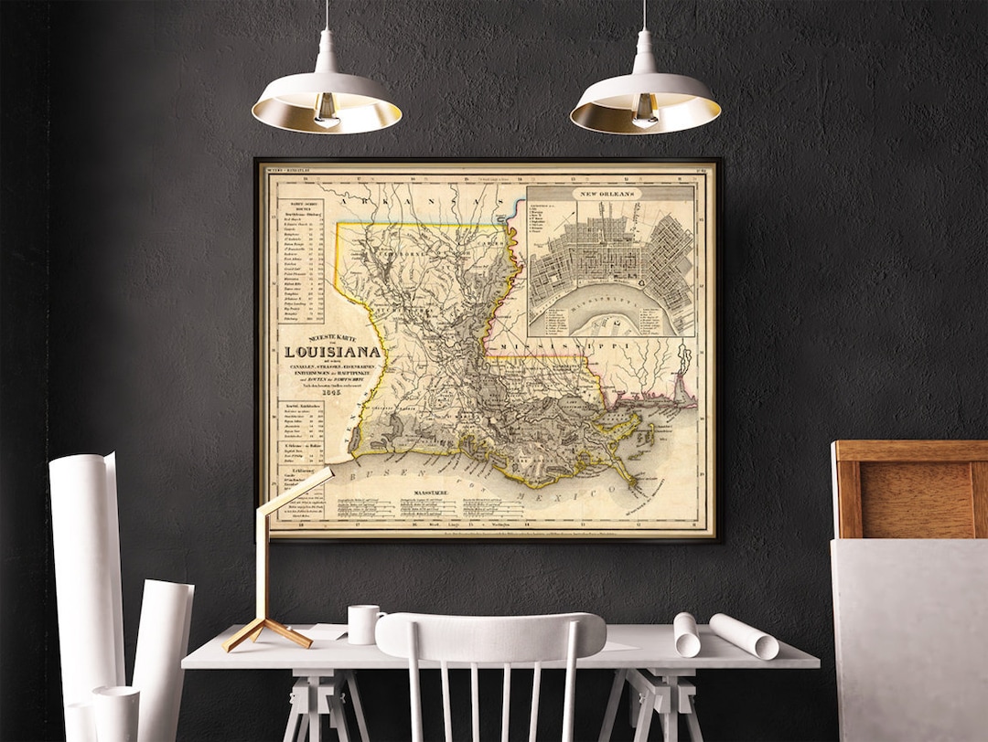 Louisiana Map - Vintage Map of Louisiana Fine Reproduction - Old Map ...