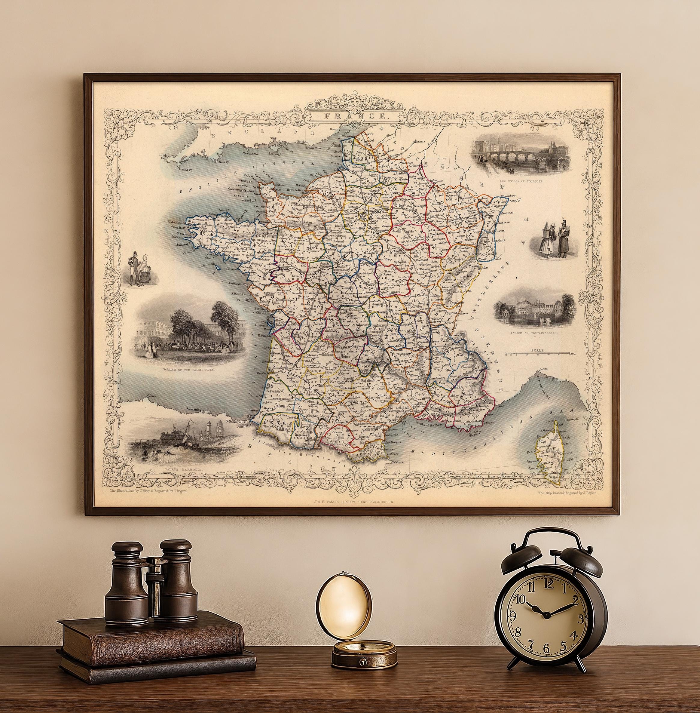 Antique Map of France Print | Vintage Geography Art | Historical