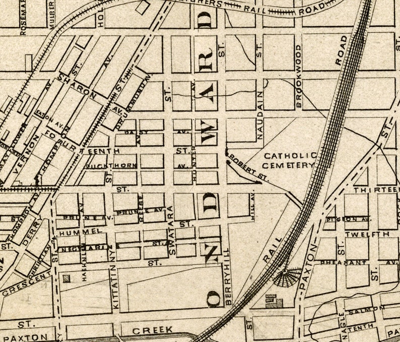 Old Map of Harrisburg Historical Map in Sepia Tones Fine Etsy