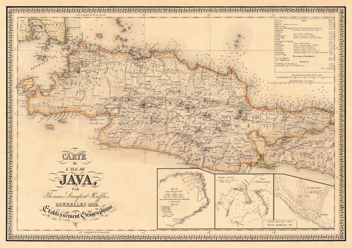 Isle Java Historical Map of Java - Detailed Map of the Isle of Java - Etsy