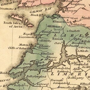 Carte historique de l'Irlande - Ancienne carte restaurée, belle reproduction sur papier ou toile image 3