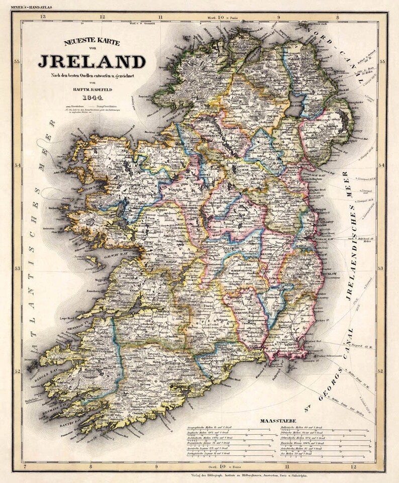 Old Map of Ireland Archival Reproduction Ireland Map Etsy