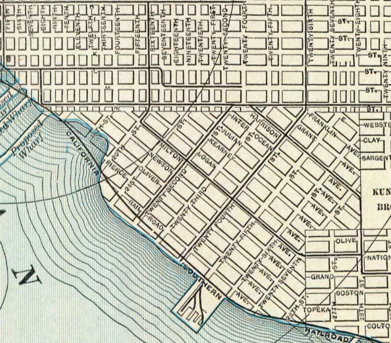 Old map of San Diego Fine reproduction city map print image 3