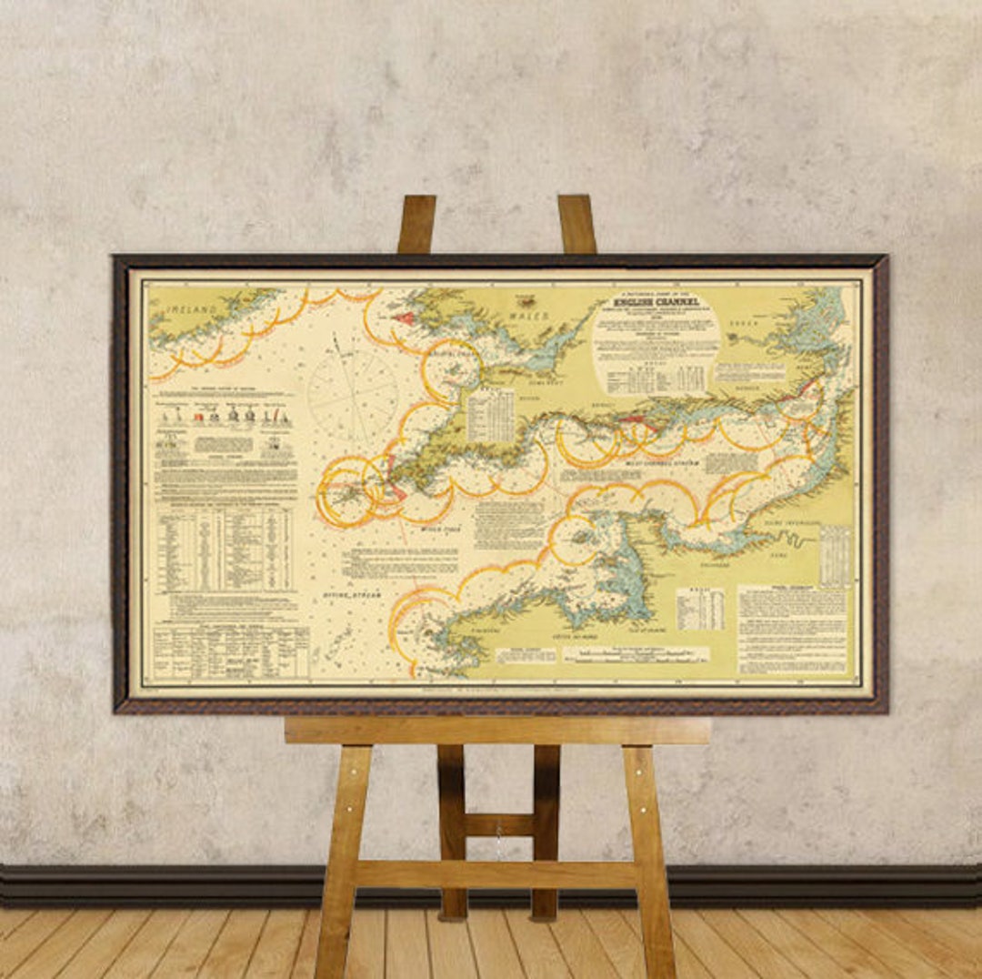 English Channel Map Decorative Map Navigation Map Print on Matte Paper ...