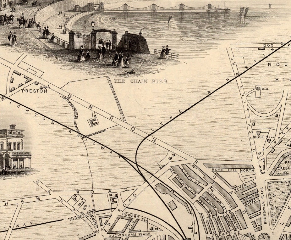 Old map of Brighton Historical map printed on paper or canvas