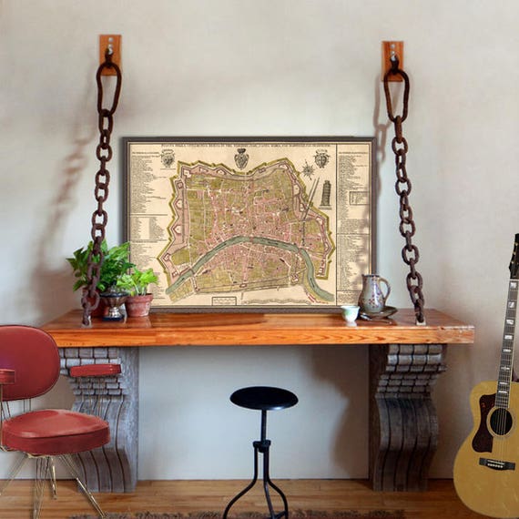 Historical map of Pisa - Decorative old map restored - Pianta della citta di Pisa