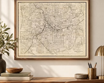 1906 Atlanta Map Print | Historic City Wall Art | Vintage Georgia Map Decor