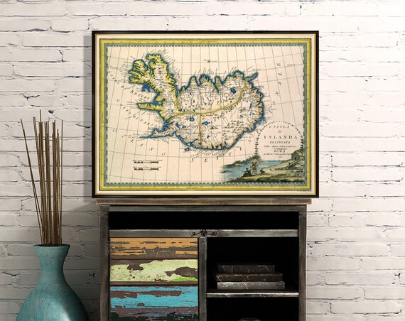 Vintage map of Iceland - Archival  map print - Giclee print