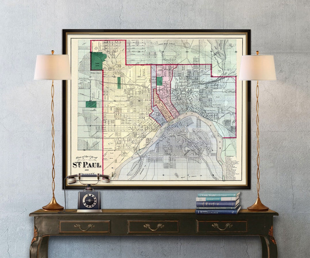 Printable Map of St. Paul Minnesota Home Decor Unique Gift 