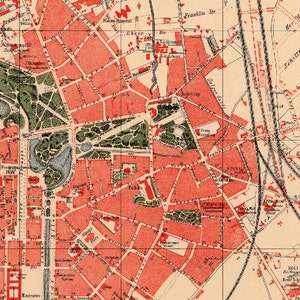 Düsseldorf Karte Old map of Dusseldorf and surroundings Fine print Alte Karte von Düsseldorf image 3