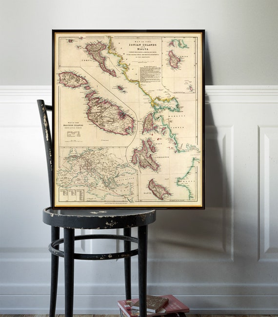 Malta map - Old map of Ionian Islands - Historical map print on paper or canvas