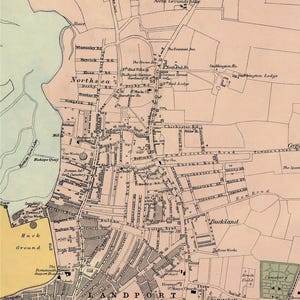 Portsmouth map (UK) - Old city map print - Fine print - Giclee reproduction on fine coated paper or matte canvas image 3