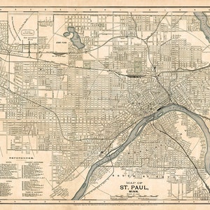 Saint Paul Map - Large Map of Saint Paul, Giclee Print on Paper or Canvas - Etsy