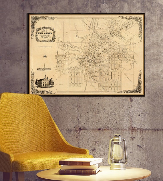 Ann Arbor map - Old city plan - Fine reproduction on paper or canvas