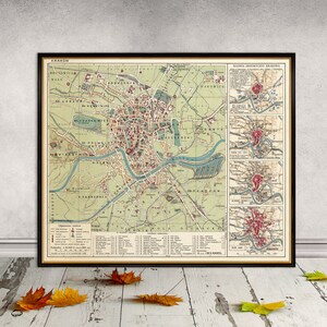 Carte de Cracovie - carte de la ville vintage - Stara mapa Krakowa - belle reproduction sur papier mat ou toile