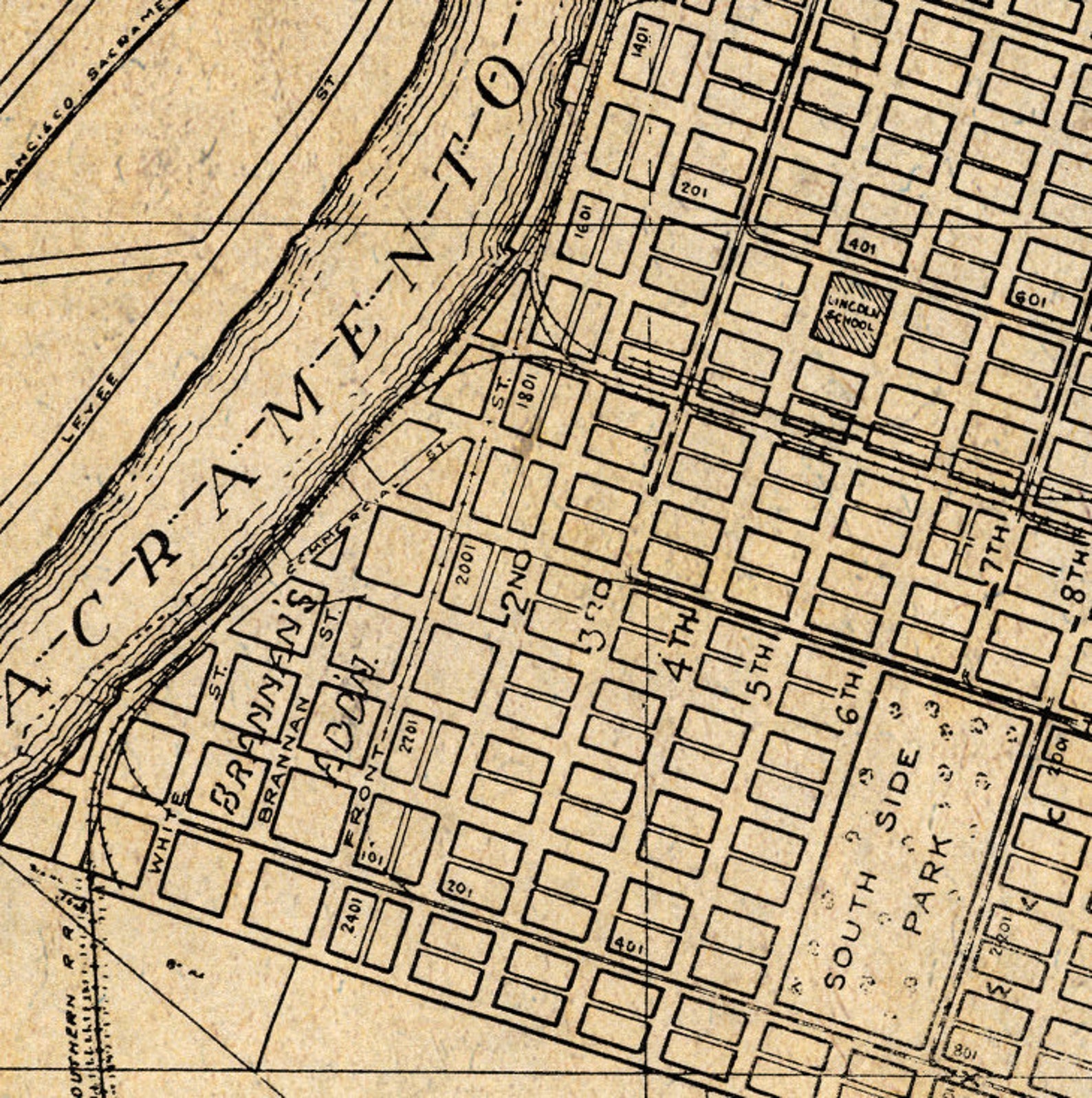 Map of Sacramento Old city map print Fine giclee print on  Etsy
