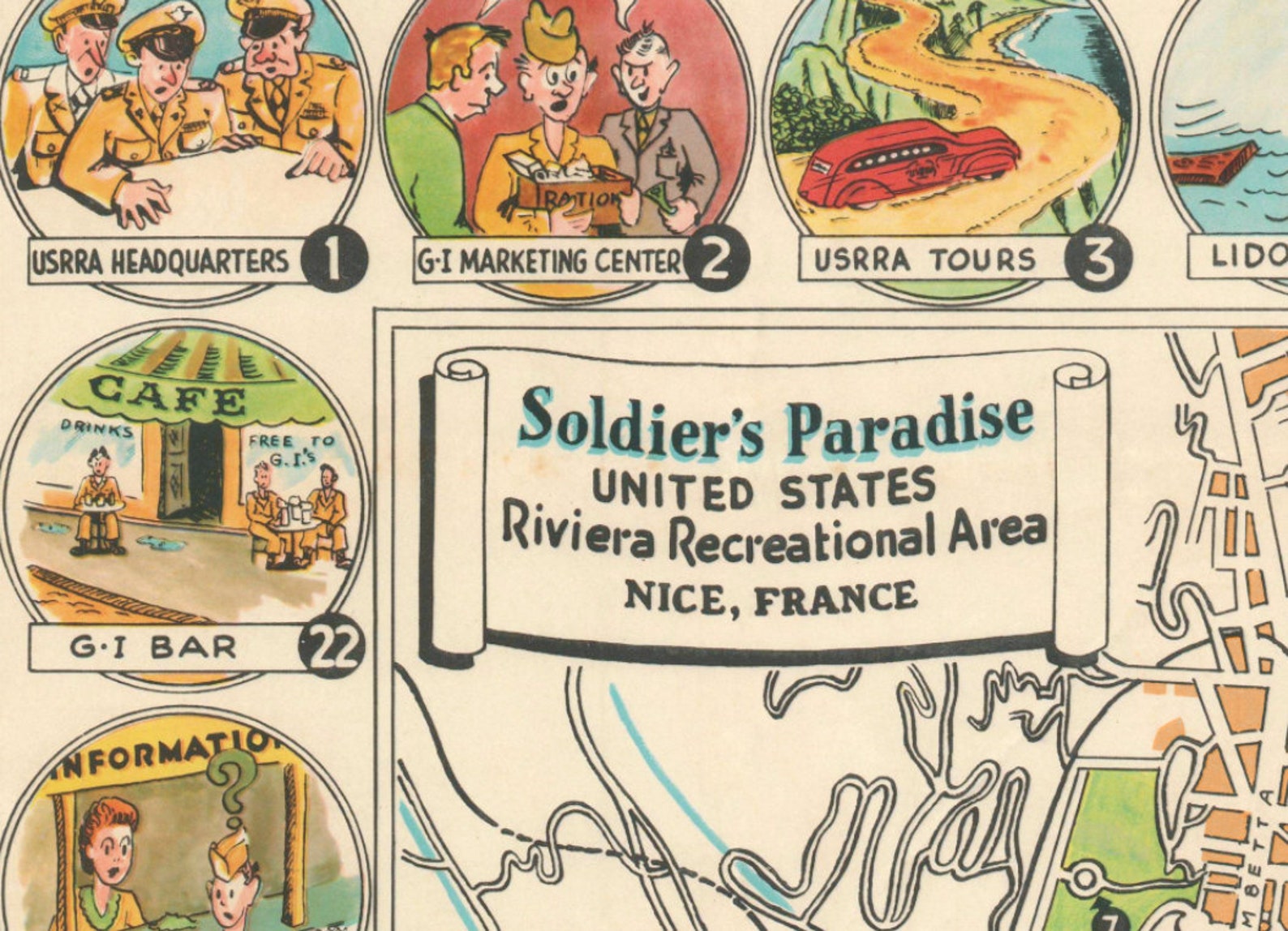 Pictorial Map of Nice Vintage Map Nice Map Fine Print - Etsy