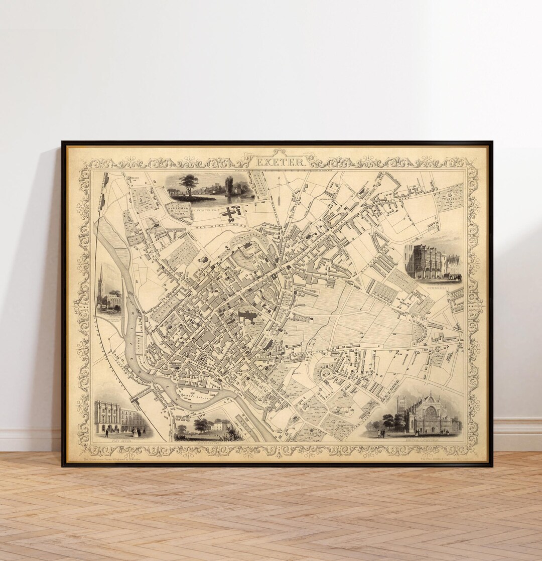 Exeter Map - Old Map of Exeter - Large Wall Map Print on Paper or ...