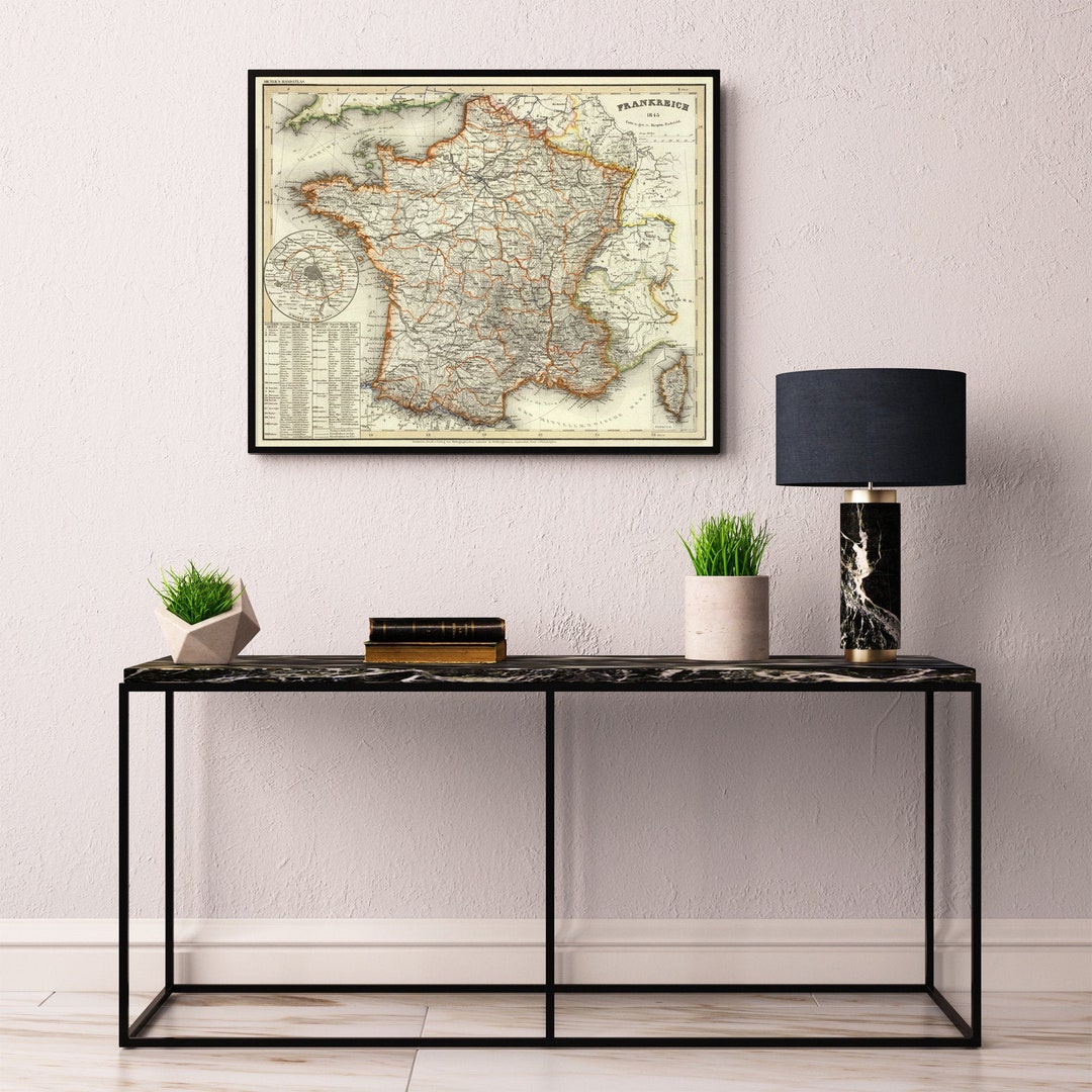 Large Old Map of France Wall Map Print, Available on Paper or Canvas - Etsy