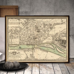 Plan de Rouen - Plan de la ville de Rouen - Reproduction d'archives du plan de Rouen sur papier ou toile