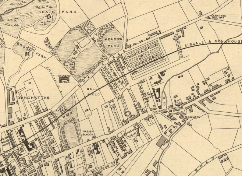 Glasgow map Old city map fine reproduction Etsy