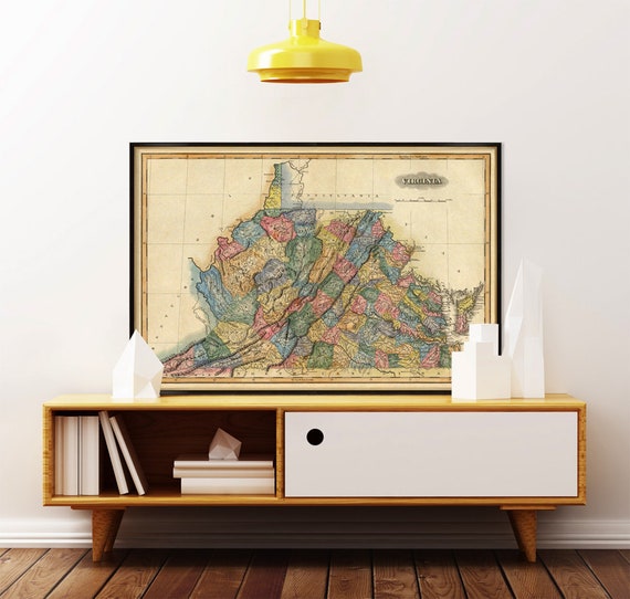 Virginia map -  Vintage map of Virginia reproduction - Old map print on paper or canvas