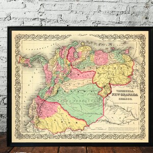 Venezuela Map, Granada Map, Ecuador Map Old Maps Fine Reproduction on ...