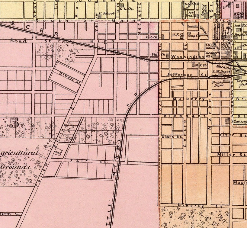 Vintage map of Springfield (Ohio) - Print on paper or canvas