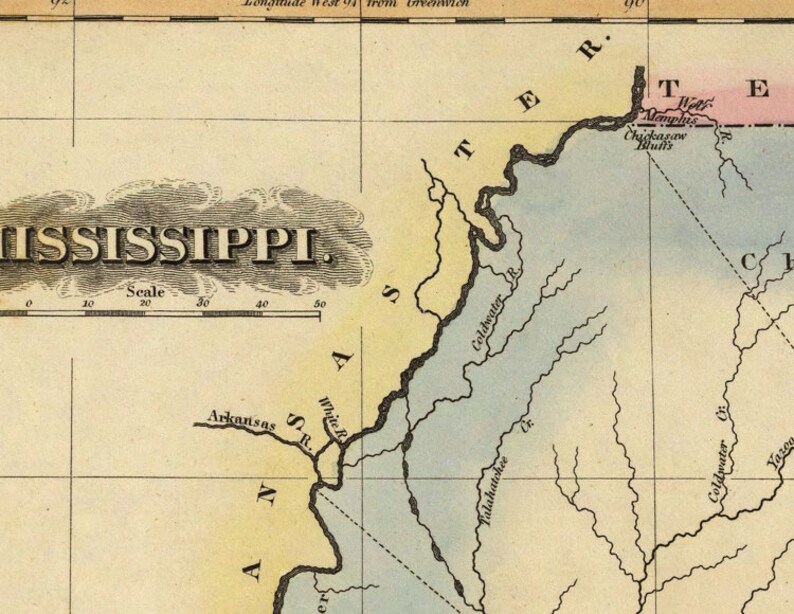 Mississippi map Vintage map of Mississippi fine print on paper or canvas image 4